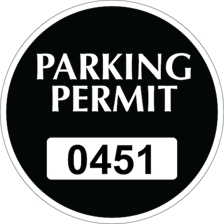 Lustre-Cal Static Cling Parking Permit Black 3in x 3in Circle Serialized 450-500, 50PK 253745SCL1KDi0451